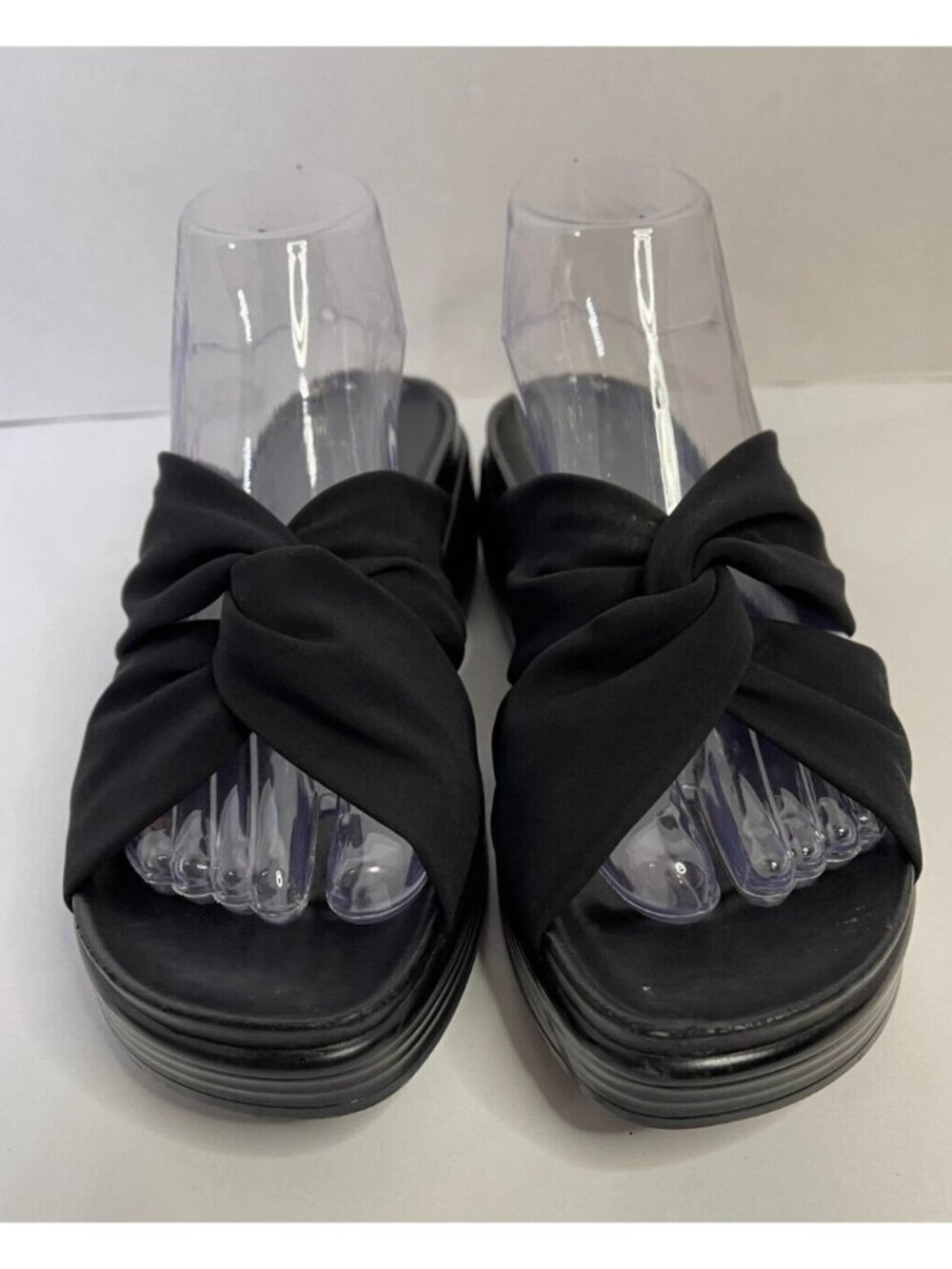 Donald Pliner Folley Crepe Slide Sandal Knotted Fabric Slip On Black SZ 5M New - Picture 1 of 6
